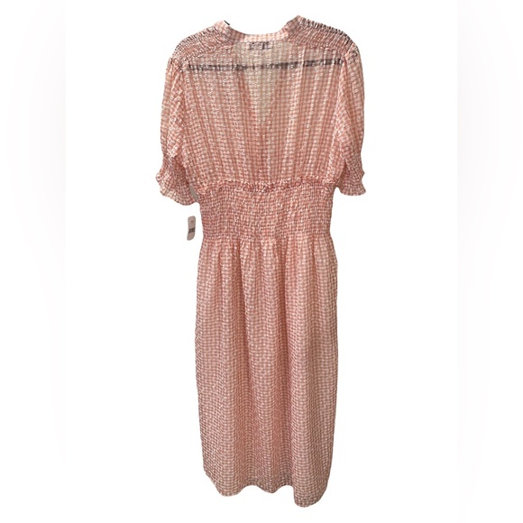 💫NWT🌟 En Saison gorgeous coral/white gingham midi dress women’s size large - Picture 3 of 7